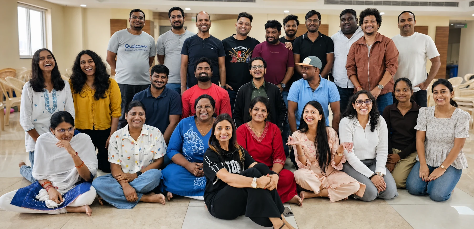Poonam Pandey with participants after a corporate wellness session